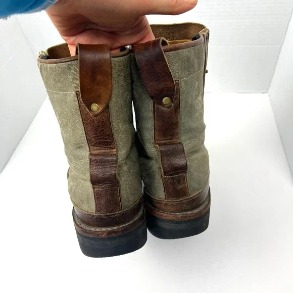 Timberland Boot Company Tackhead Men 8W Leather Canvas Lace Up Boots Vibram Sole